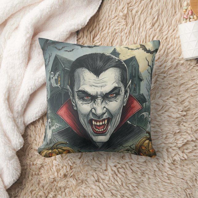 Halloween, Bloeddorstige Vampier, Griezelen Kussen (Deken)