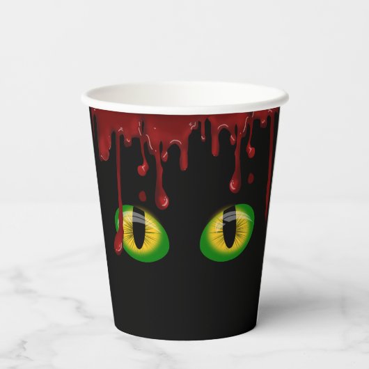 Halloween Bloeddruppels Griezelschattige Groene Mo Papieren Bekers (Achterkant)