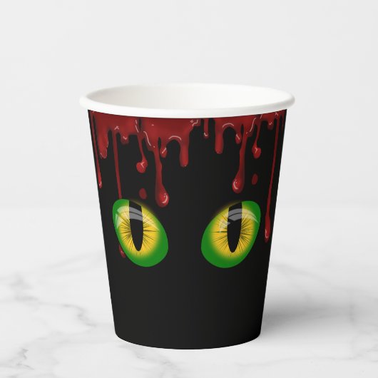 Halloween Bloeddruppels Griezelschattige Groene Mo Papieren Bekers (Voorkant)