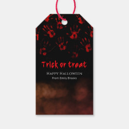 Halloween Bloederige Handafdrukken Cadeaulabel