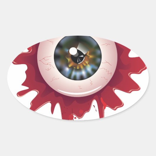 Halloween bloedige oogbol3 ovale sticker (Voorkant)