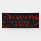 Halloween Bloedspatten Keer Nu Terug Gepersonalise Spandoek (Horizontaal)