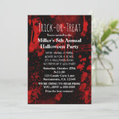 Halloween Bloedspetters Kostuumfeest Uitnodiging (Staand voorkant)