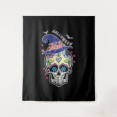 Halloween Bloem Schedel Wandkleed (Voorkant)