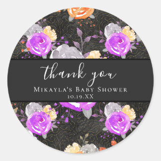 Halloween Bloemen Baby shower Ronde Sticker