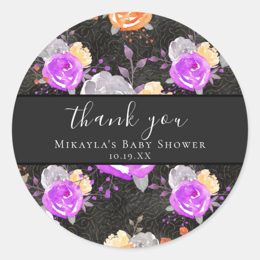 Halloween Bloemen Baby shower Ronde Sticker (Voorkant)