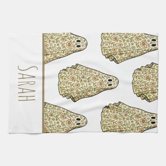  Halloween Bloemen Ghost Hand Theedoek (Horizontaal)