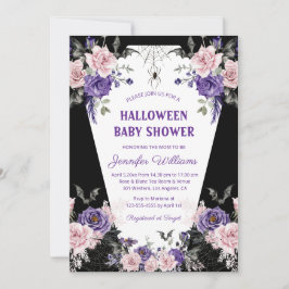 Halloween Bloemen rozen Gotisch Zwart baby shower Kaart