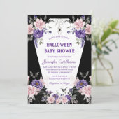 Halloween Bloemen rozen Gotisch Zwart baby shower Kaart (Staand voorkant)
