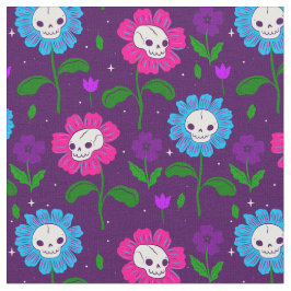 Halloween Bloemen Schedel Bloemen paarse Stof