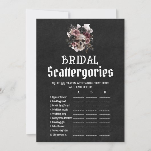 Halloween Bloemen Schedel Bruids Scattergories Gam Kaart (Voorkant)