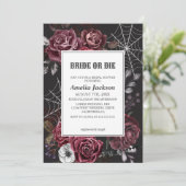 Halloween bloemengotische bruid of sterven vrijgez kaart (Staand voorkant)