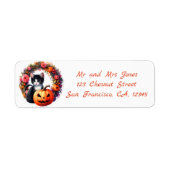 Halloween bloemenkrans Het kitten retour adres Etiket (Voorkant)