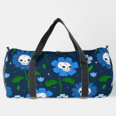 Halloween bloemenschedel bloemen blauw plunjezak (Achterkant)