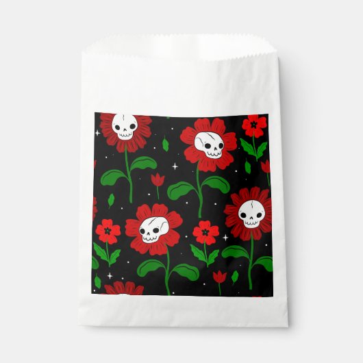 Halloween bloemenschedel bloemen rood bedankzakje (Voorkant)