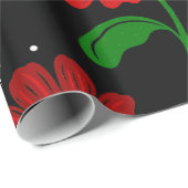 Halloween bloemenschedel bloemen rood cadeaupapier (Rol Hoek)