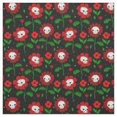 Halloween bloemenschedel bloemen rood stof (Swatch)