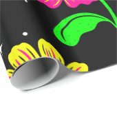 Halloween bloemenschedel bloemen zwart cadeaupapier (Rol Hoek)