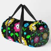 Halloween bloemenschedel bloemen zwart plunjezak (Rechterhoek)