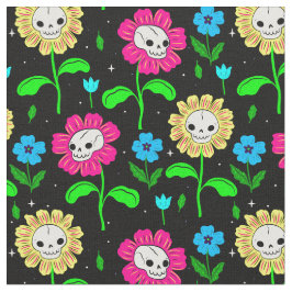 Halloween bloemenschedel bloemen zwart stof