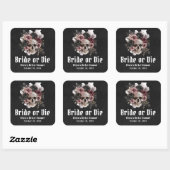 Halloween Bloemenschedel Bruid of Sterf Bruidsfees Vierkante Sticker (Vel)