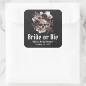 Halloween Bloemenschedel Bruid of Sterf Bruidsfees Vierkante Sticker (Tas)
