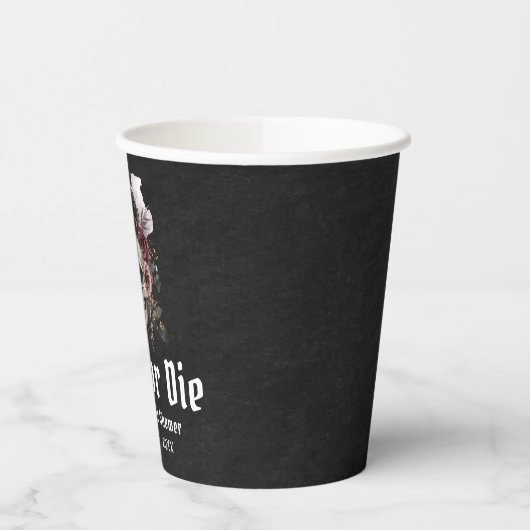 Halloween Bloemenschedel Bruid of Sterf Bruidsmeis Papieren Bekers (Links)