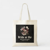Halloween Bloemenschedel Bruid of Sterf Bruidsmeis Tote Bag (Achterkant)