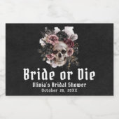 Halloween Bloemenschedel Bruid of Sterf Bruidsmeub Sparkling Wijnetiket (Enkel label)