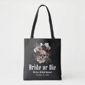 Halloween Bloemenschedel Bruid of Sterf Bruidsmeub Tote Bag (Voorkant)
