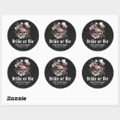 Halloween Bloemenschedel Bruid of Sterf Bruiloftsf Ronde Sticker (Vel)