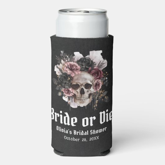 Halloween Bloemenskelet Bruid of Sterf Bruidsmeube Seltzer Blikjeskoeler (Seltzer Achterkant)
