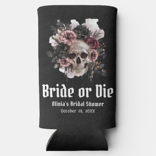 Halloween Bloemenskelet Bruid of Sterf Bruidsmeube Seltzer Blikjeskoeler (Achterkant)