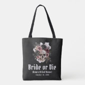 Halloween Bloemenskelet Bruid of Sterf Bruidsmeube Tote Bag (Achterkant)