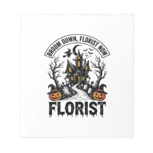 Halloween Bloemist Heks Vintage Geheime Huis T-shi Notitieblok