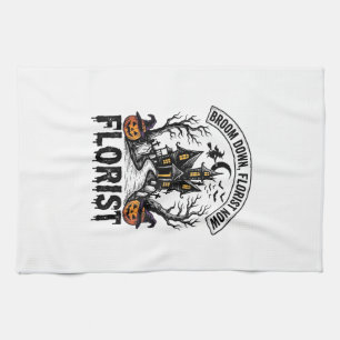 Halloween Bloemist Heks Vintage Geheime Huis T-shi Theedoek