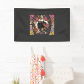 Halloween Bloemrijke Heks Kat Magie Spandoek (Insitu)