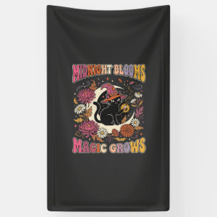 Halloween Bloemrijke Heks Kat Magie Spandoek