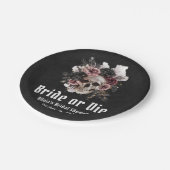 Halloween Bloemrijke Schedel Bruid of Sterf Bruids Papieren Bordje (Gekanteld)