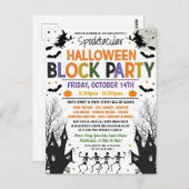 Halloween Blokpartij uitnodigt Briefkaart (Voorkant / Achterkant)