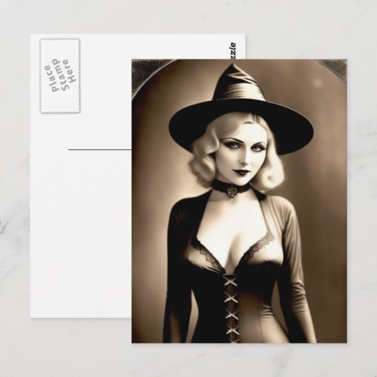 Halloween Blonde Witch Briefkaart (Voorkant / Achterkant)