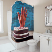 Halloween Bloody Hand in Cake Shower Curtain Douchegordijn (In situ)
