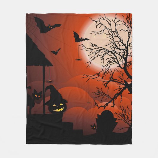 Halloween Bloody Moonlight Nightmare Fleece Deken (Voorkant)
