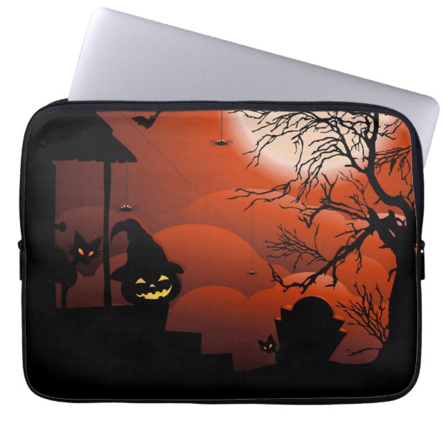 Halloween Bloody Moonlight Nightmare Laptop Sleeve (Voorkant)