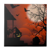 Halloween Bloody Moonlight Nightmare Tegeltje (Voorkant)