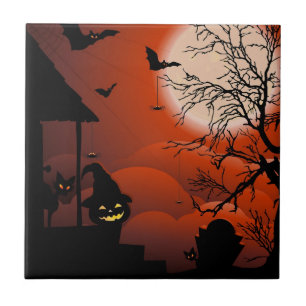 Halloween Bloody Moonlight Nightmare Tegeltje