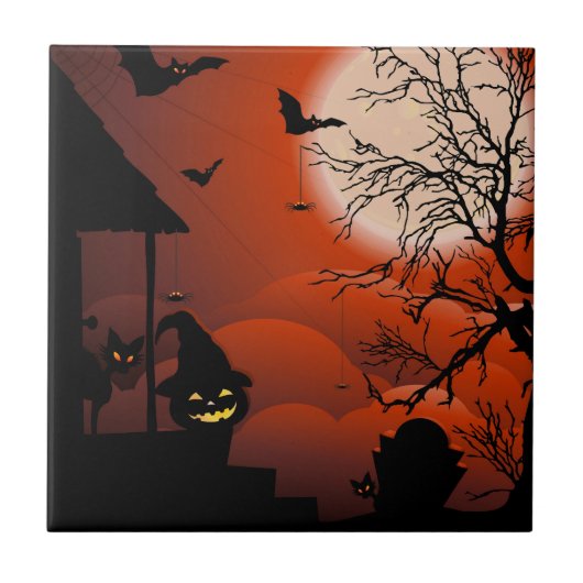 Halloween Bloody Moonlight Nightmare Tegeltje (Voorkant)