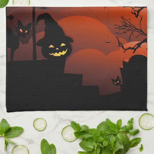 Halloween Bloody Moonlight Nightmare Theedoek (Gevouwen)