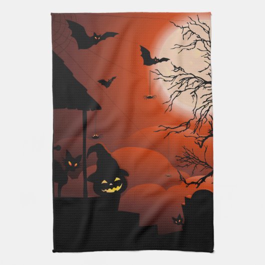 Halloween Bloody Moonlight Nightmare Theedoek (Verticaal)