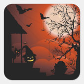 Halloween Bloody Moonlight Nightmare Vierkante Sticker (Voorkant)